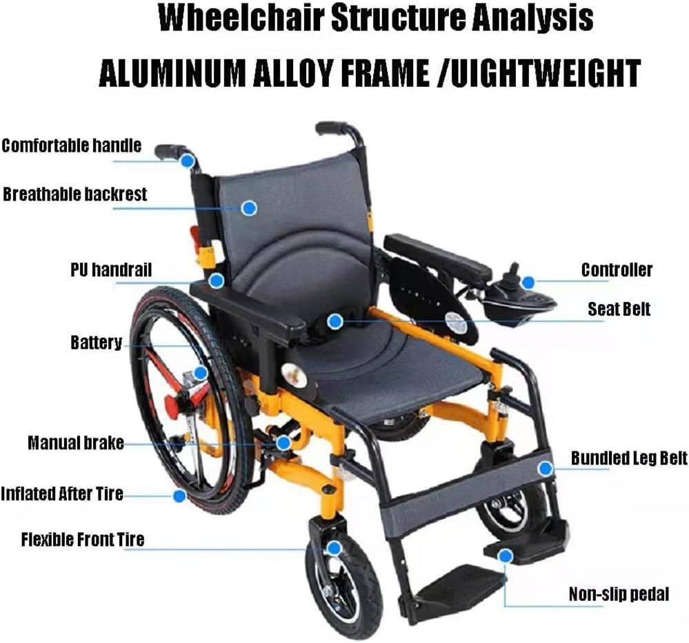 Foldable Electric Wheelchair with Dual Motors and Lithium Battery – Up to 6 km/h