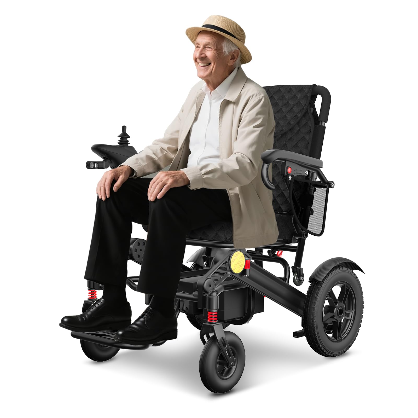Foldable Electric Wheelchair with Dual 250W Motors, 16-Mile Range, Intelligent Braking