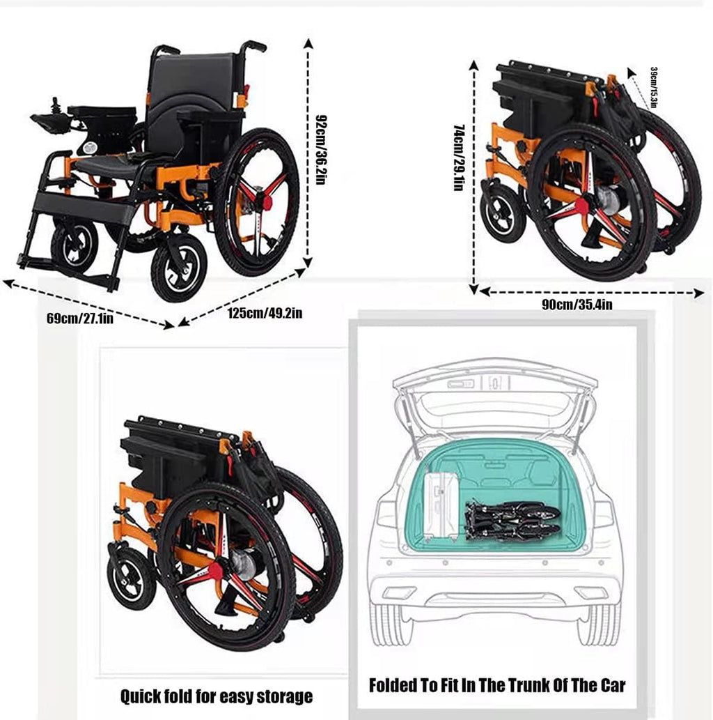 Foldable Electric Wheelchair with Dual Motors and Lithium Battery – Up to 6 km/h