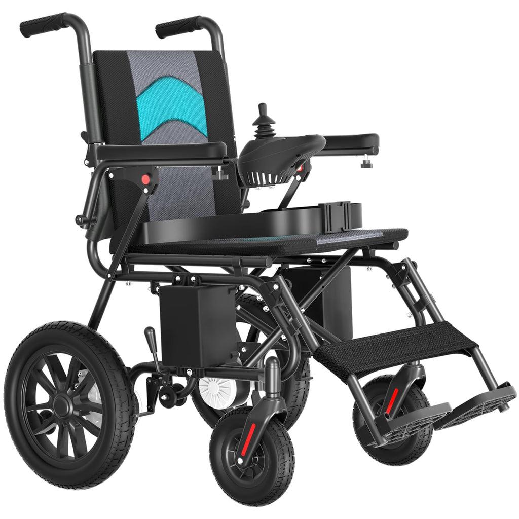 Foldable Electric Wheelchair with Dual 250W Motors, 16-Mile Range, Intelligent Braking