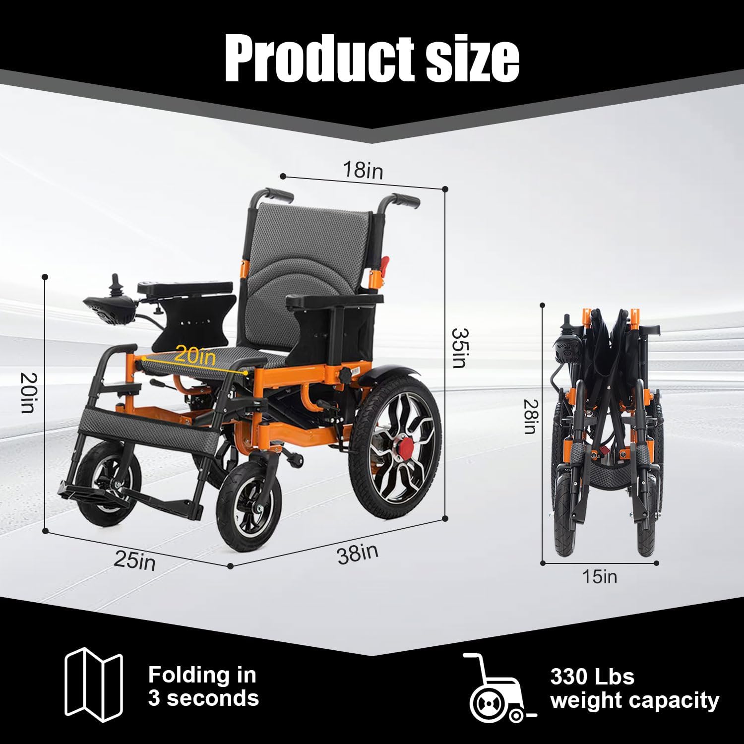 Foldable Lightweight Electric Wheelchair with Joystick Control