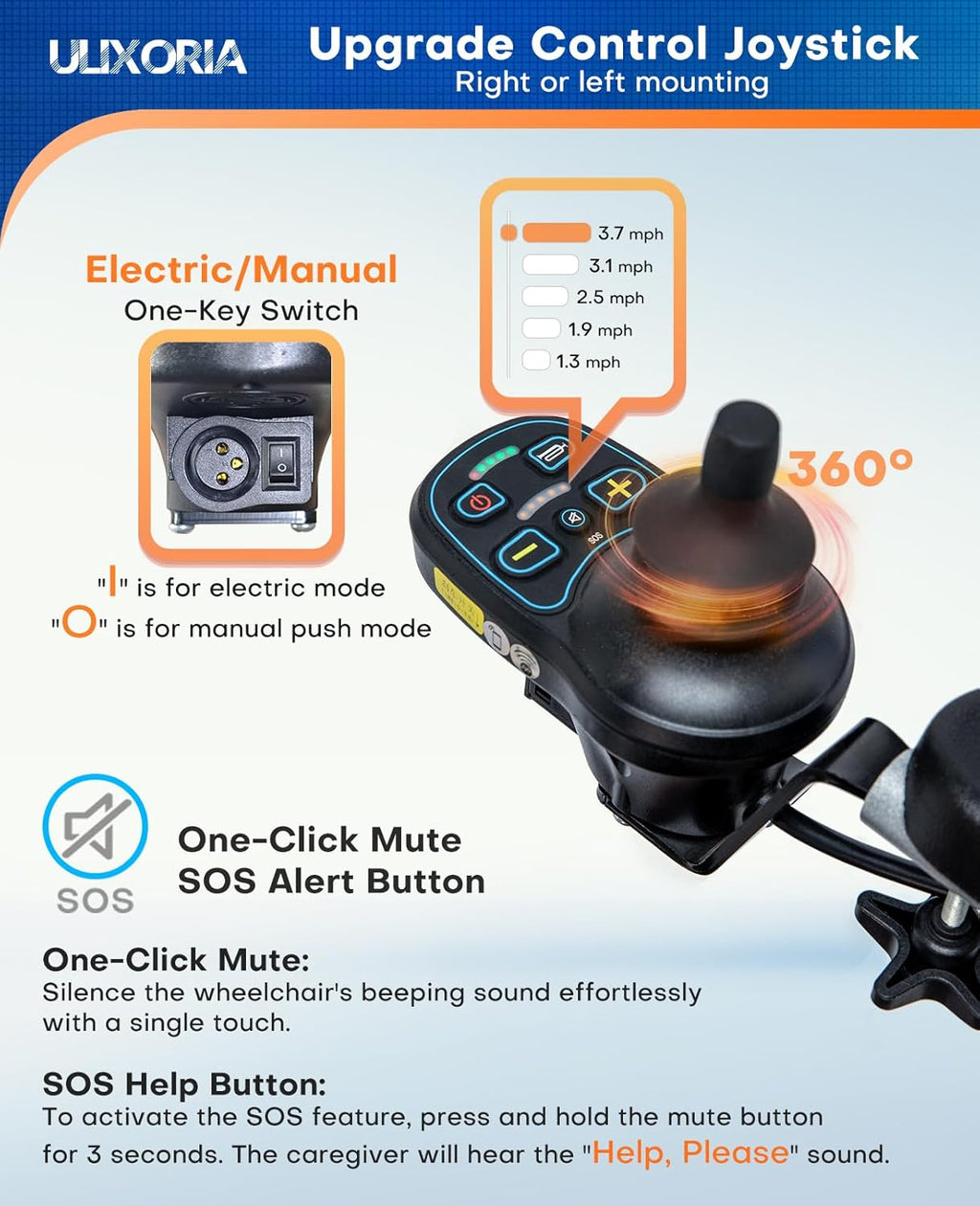 Lightweight Foldable Electric Wheelchair with Removable Battery – 10 Mile Range