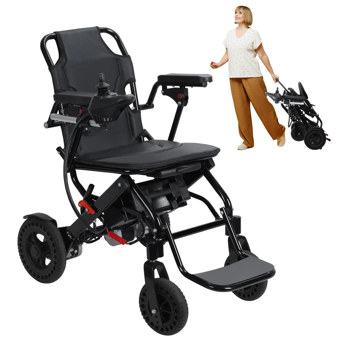 Lightweight Foldable Electric Wheelchair – 500W Dual Motor, Travel-Approved, 22kg, Supports 150kg