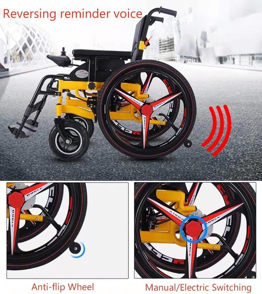 Foldable Electric Wheelchair with Dual Motors and Lithium Battery – Up to 6 km/h