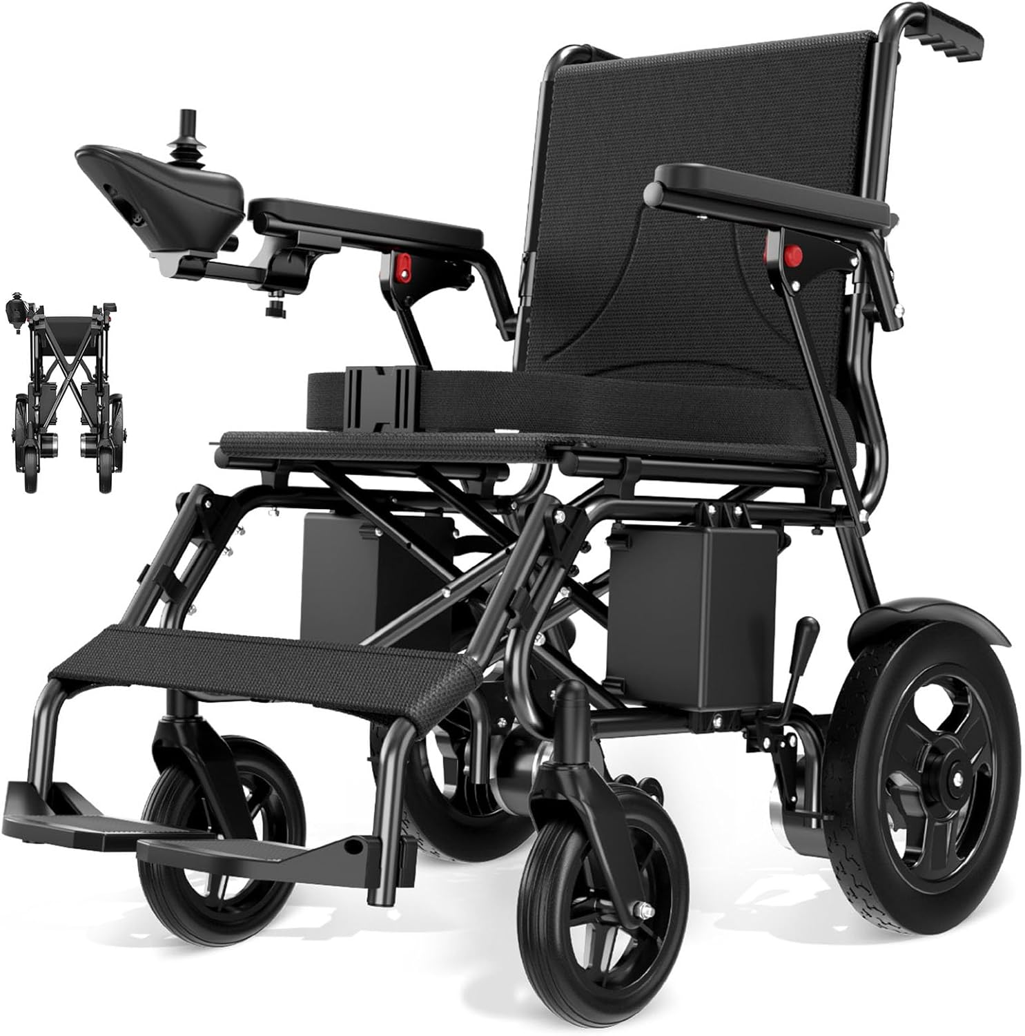 Foldable Electric Wheelchair with Dual 250W Motors, 16-Mile Range, Intelligent Braking