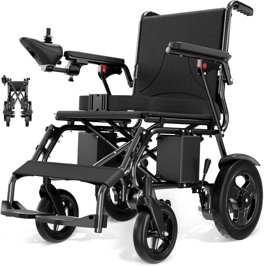 Foldable Electric Wheelchair with Dual 250W Motors, 16-Mile Range, Intelligent Braking