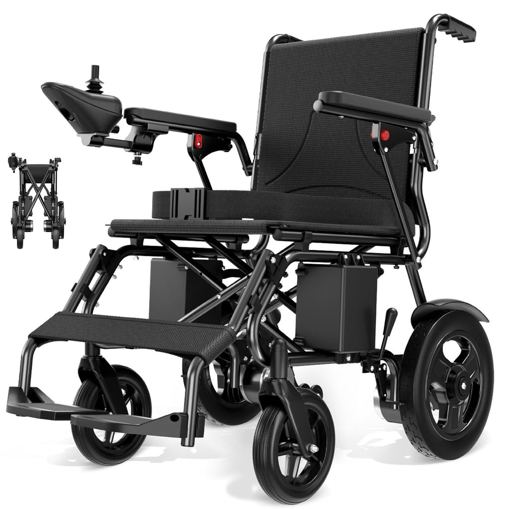 Foldable Electric Wheelchair with Dual 250W Motors, 16-Mile Range, 360° Joystick