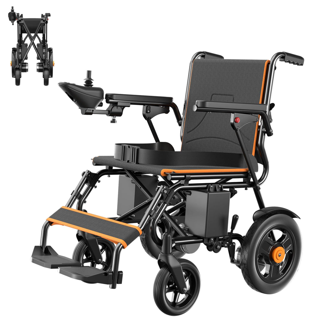 Foldable Electric Wheelchair with Dual 250W Motors, 16-Mile Range, Intelligent Braking