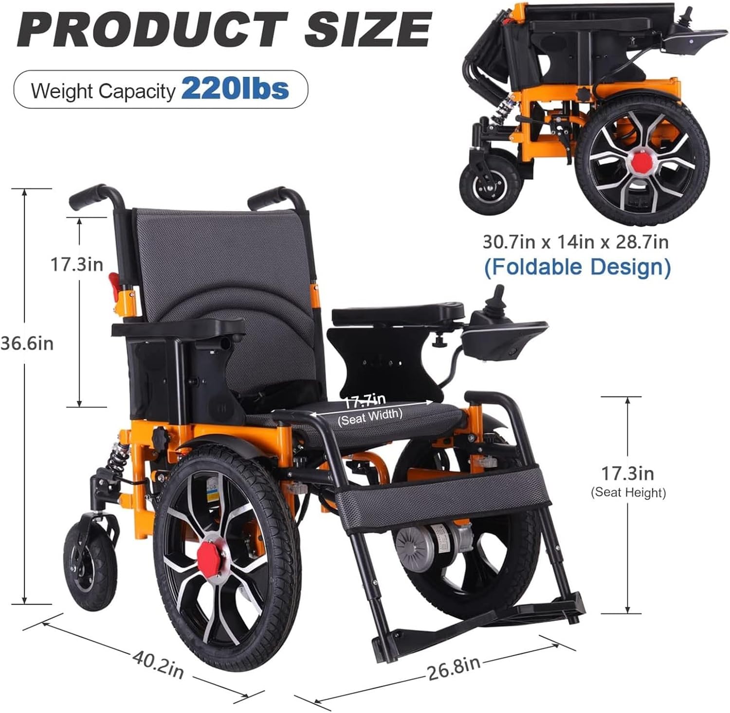 Foldable Electric Wheelchair with Dual 250W Motors and Lithium Battery – Adjustable Speed