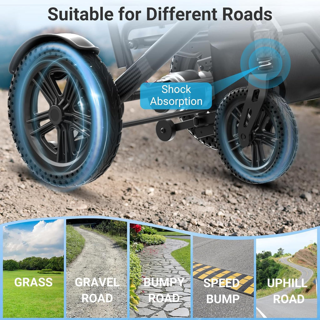 Foldable Electric Wheelchair with Dual 250W Motors, 16-Mile Range, 360° Joystick