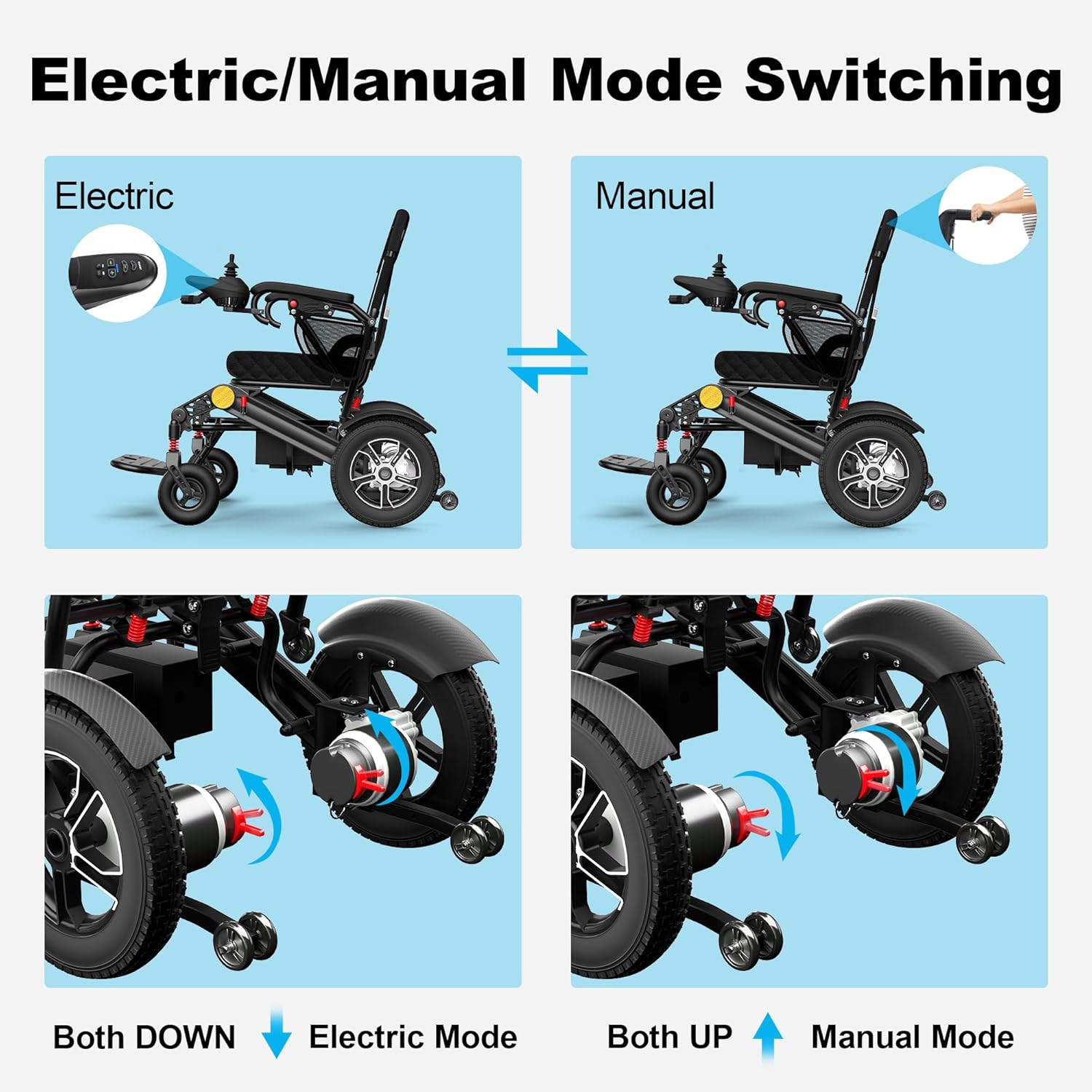 Foldable Electric Wheelchair with Dual Motor, 30-Mile Range, 350 lb Capacity, 2-Year Warranty – Portable Mobility Aid for Adults