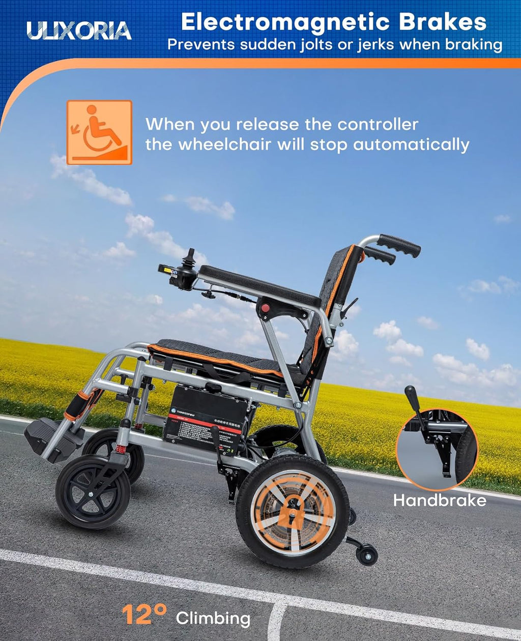 Lightweight Foldable Electric Wheelchair with Removable Battery – 10 Mile Range