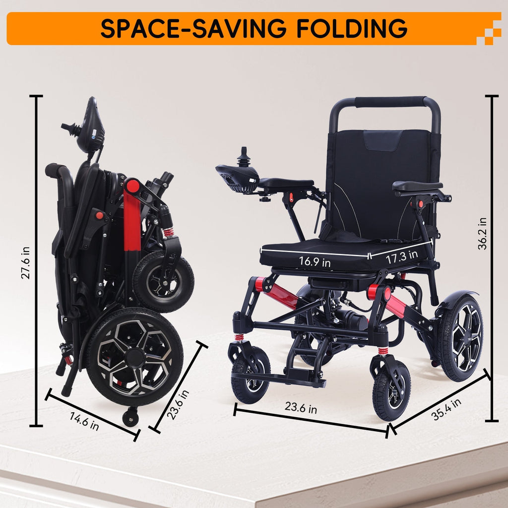 Foldable Lightweight Electric Wheelchair with Removable Battery – 13 Mile Range