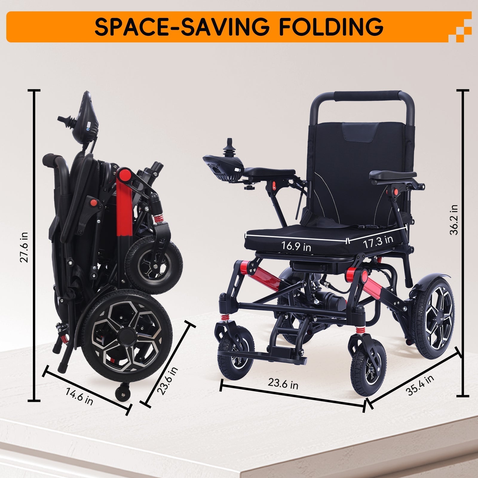 Foldable Lightweight Electric Wheelchair with Removable Battery – 13 Mile Range