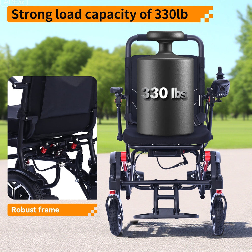 Foldable Lightweight Electric Wheelchair with Removable Battery 500W Power, 13-Mile Range