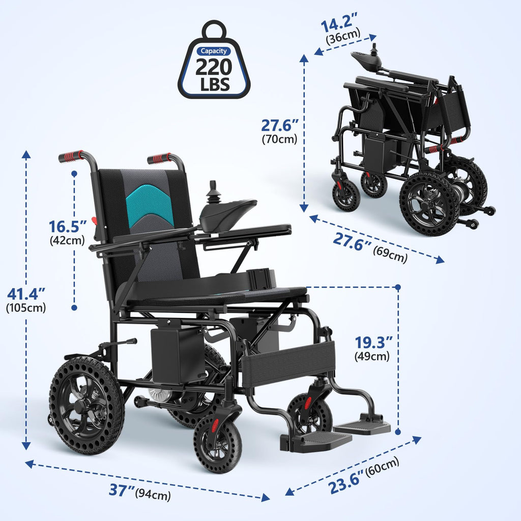 hair, Aluminum Frame, Lithium Battery, Lightweight 40lbs, 15-Mile Range, All-Terrain Power Chair for Adults